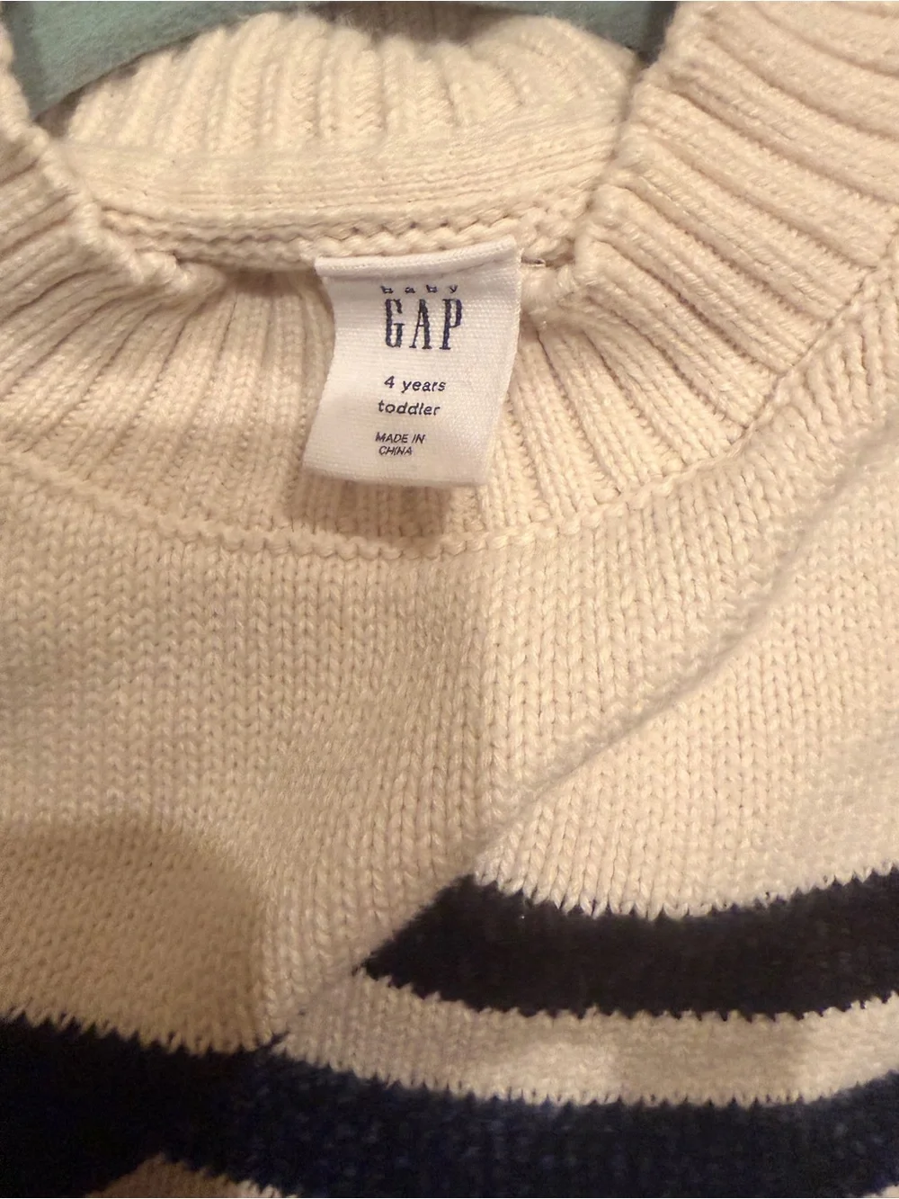 GAP Cream Striped Puff-Sleeve Sweater